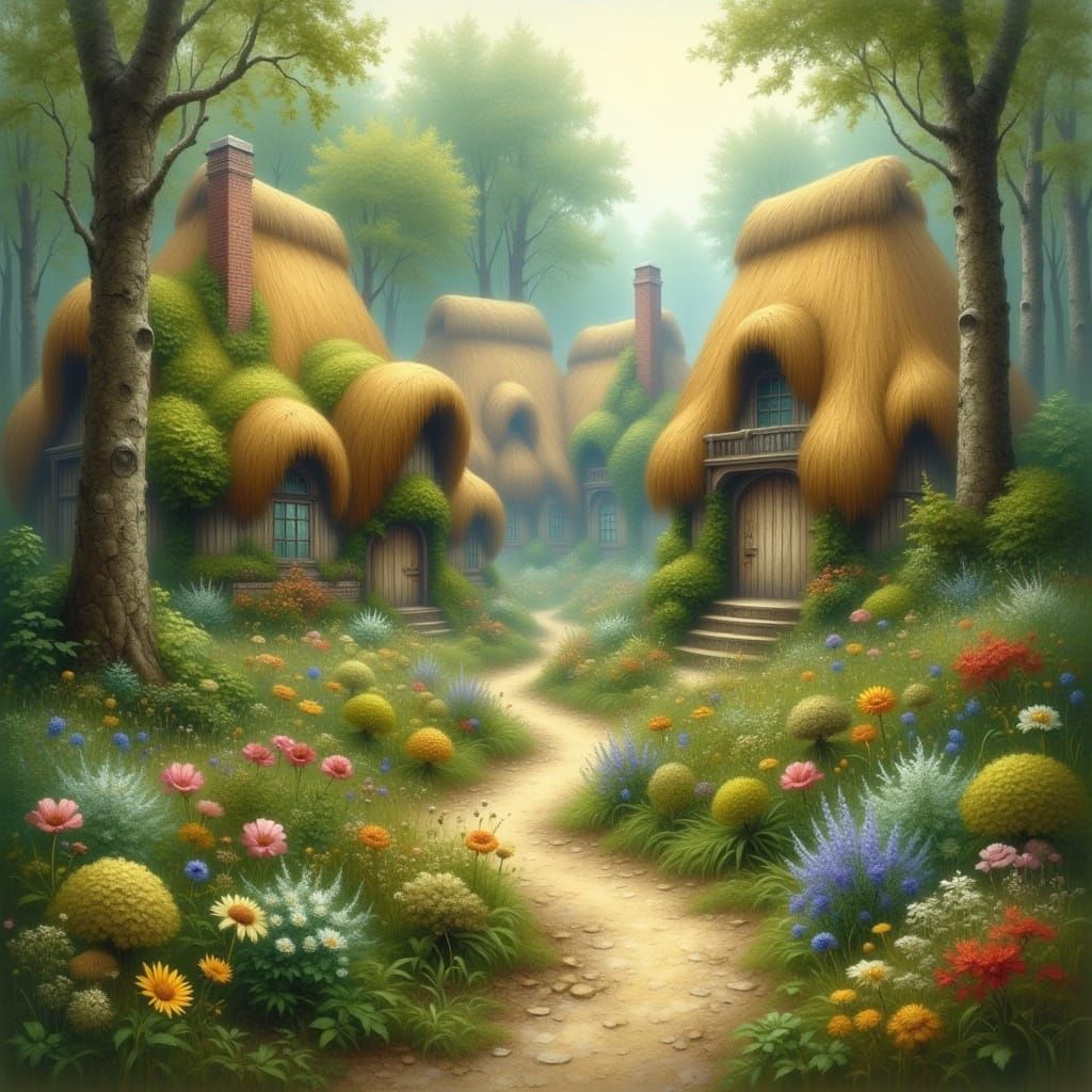 Fairytale Village with Fairies in Dreamy Style