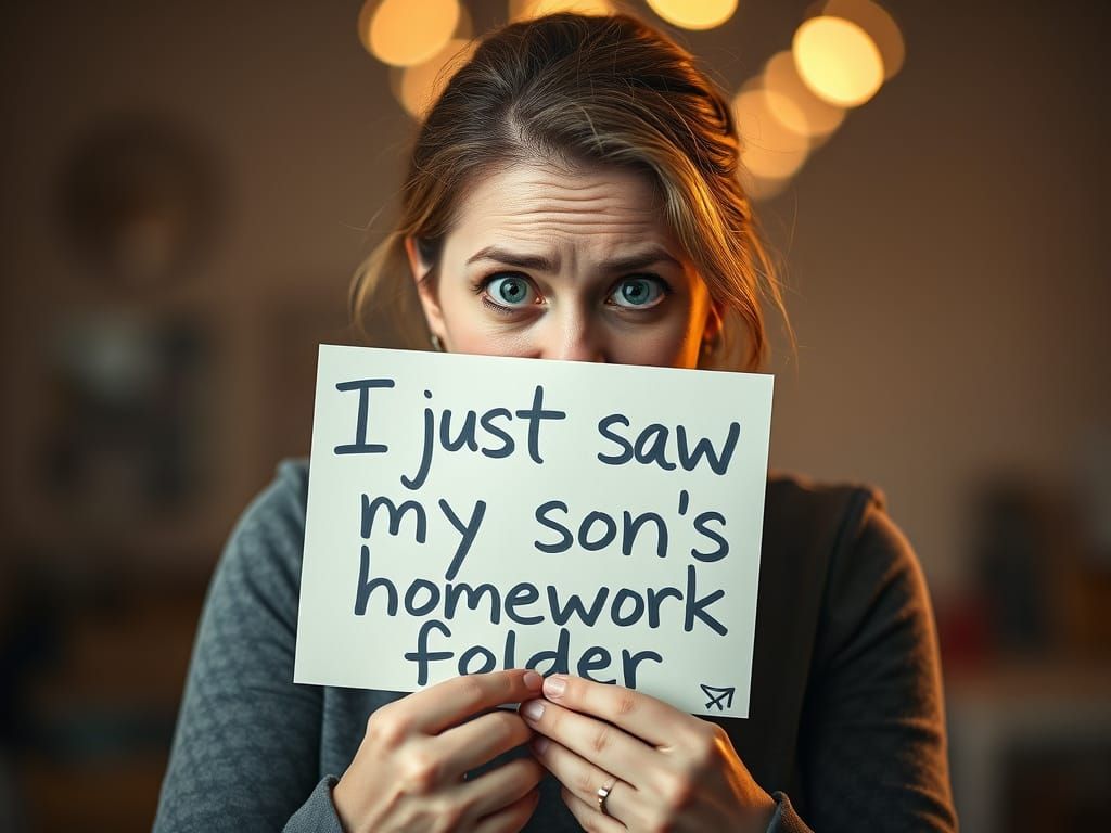 Horrified Woman Reacts to Son's Homework