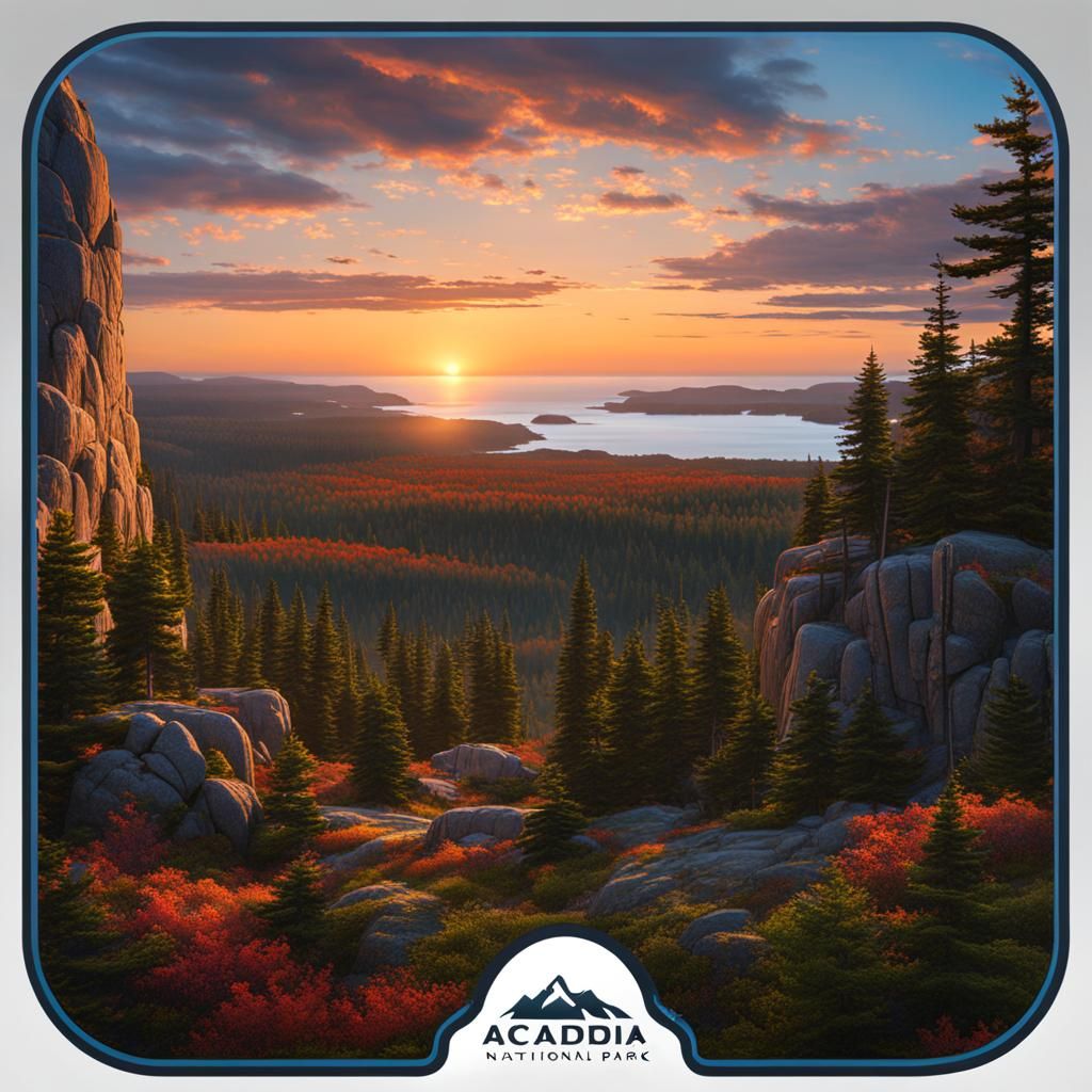 Acadia National Park Sticker: Detailed Matte Painting