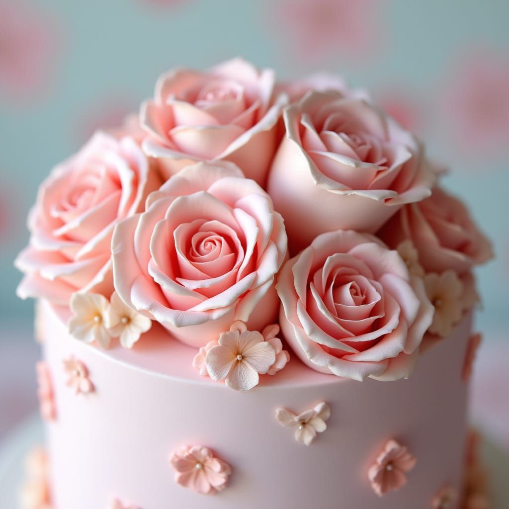 Delicate Sugar Roses Cake Topper in Pastel