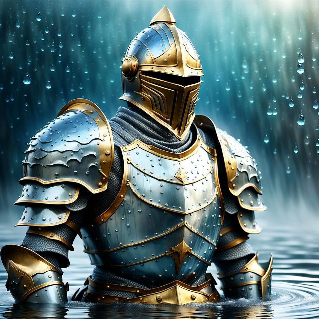 Water Knight Armor in Hyper-Realistic Digital Art