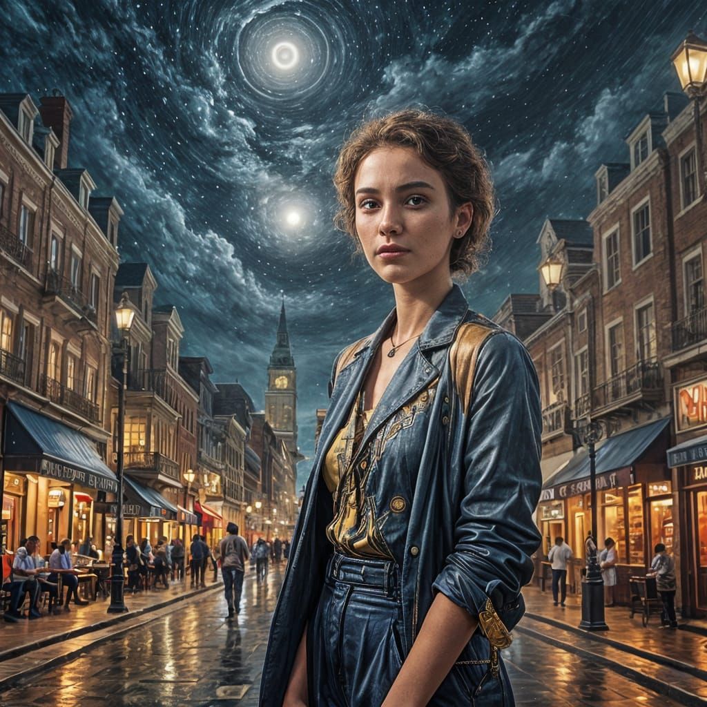 New Orleans Women in Van Gogh Style Moonlight