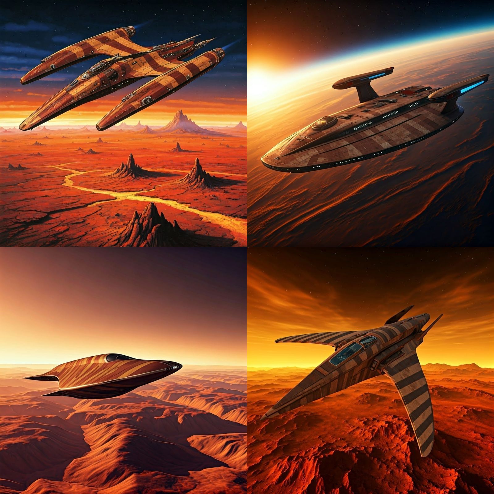 Elegant Brown and Tan Striped Starfleet Vessel Dominates Rus...