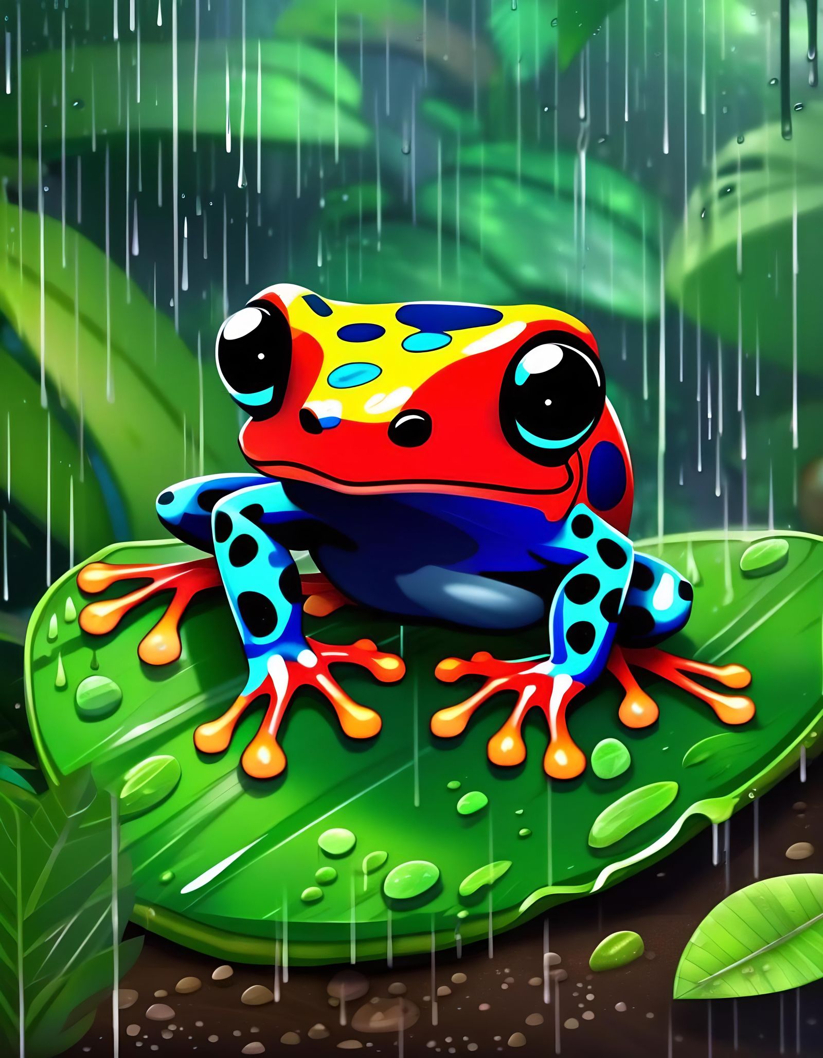 Chibi Poison Dart Frog in Rainforest
