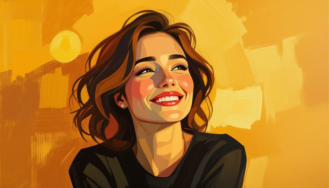 Neo-Impressionistic Woman in Golden Light, Impasto Oil Paint...