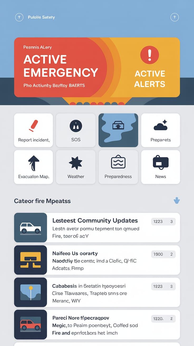 Public Safety Dashboard with Alert Banner and Action Icons