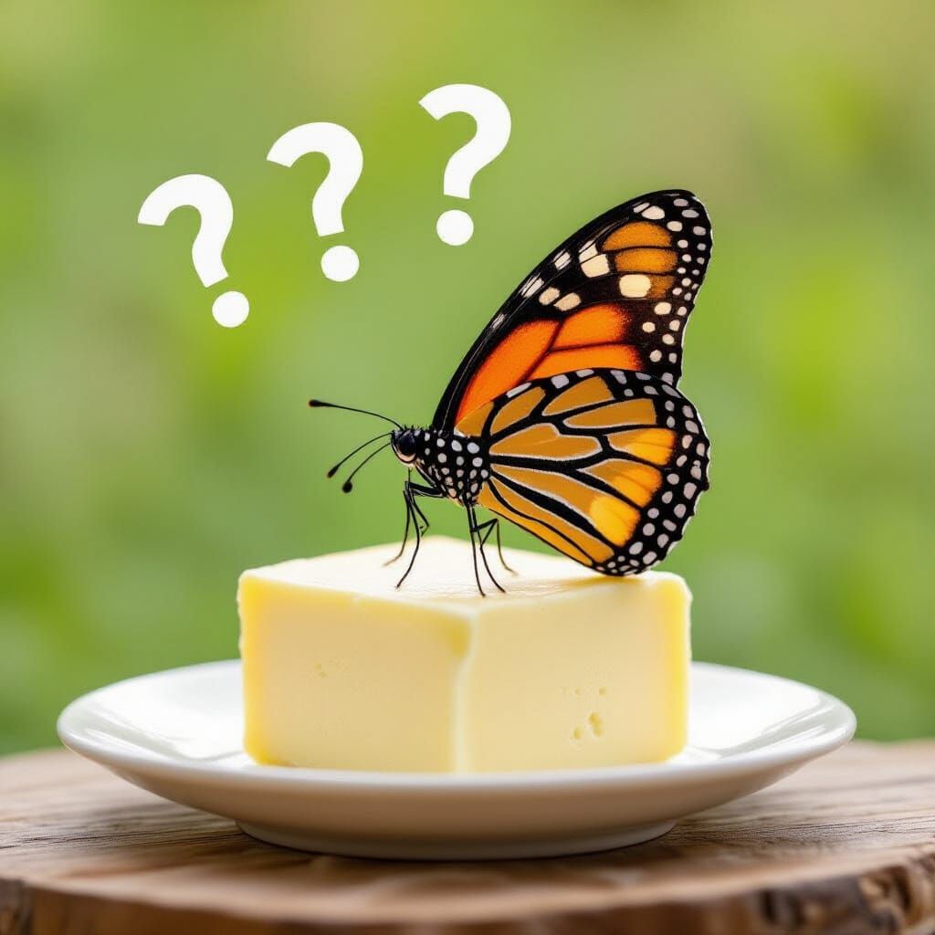 Confused Butterfly on Butter, Children's Book Style