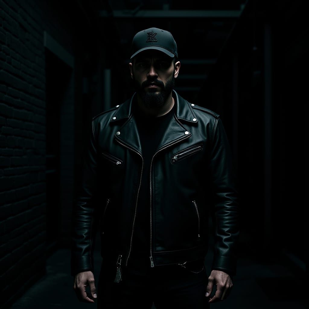 Slim Shady in Dark Alleyway, Hyperrealistic Style