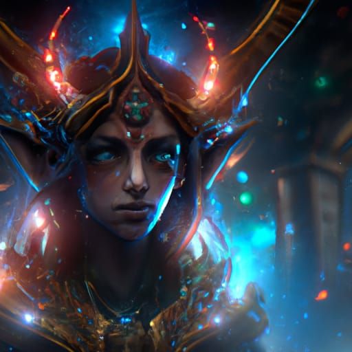 Cyberpunk Goddess in Dark Fantasy Realism