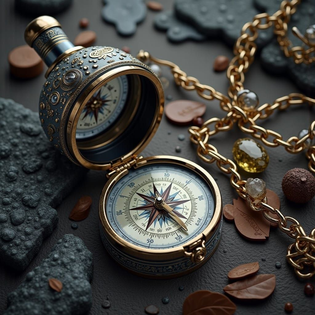 Ornate Crystal Compass in High Fantasy Style