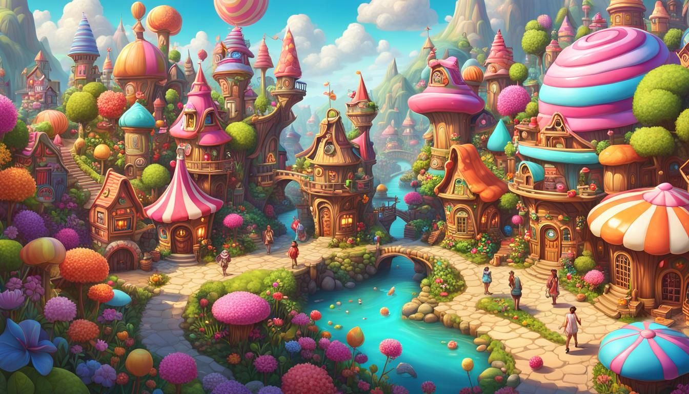 Candy Art Fairy Town with Giant Fairy Man