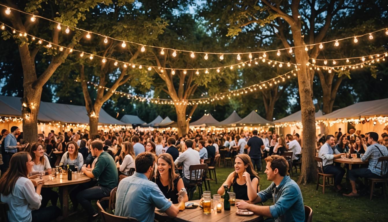Enchanted Bavarian Beer Garden at Twilight