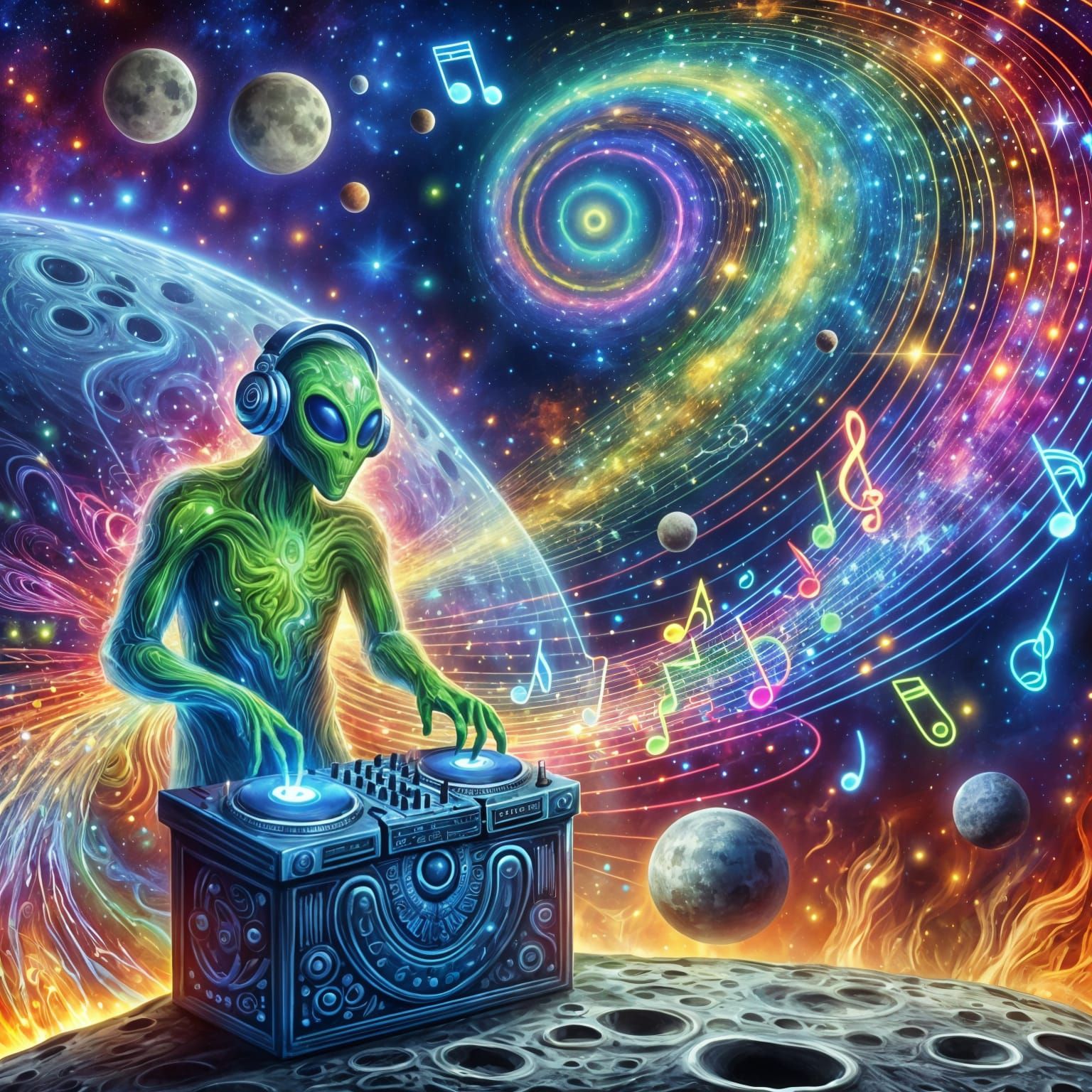 Alien DJ Party on the Moon in 8K