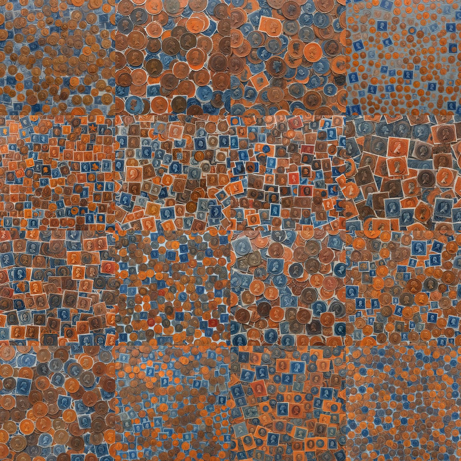 Penny Stamps as Vibrant Oil Paintings