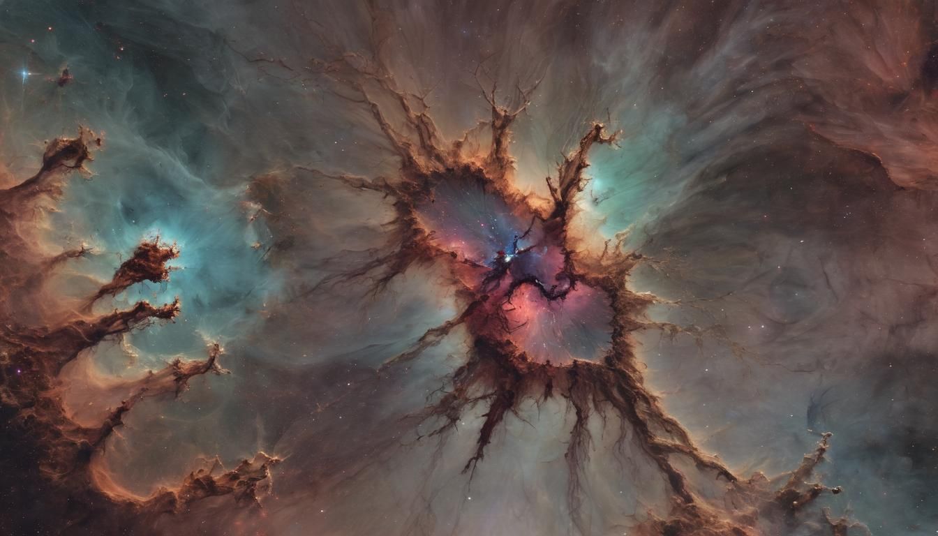 Detailed Nebula Vortex with Starfields in False Color