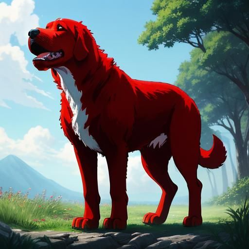 Clifford the Big Red Dog in Anime Style