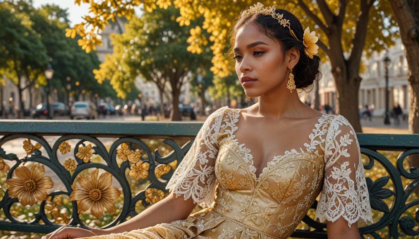 Dominican Woman in Elegant Digital Art