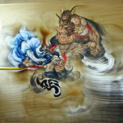 Fujin vs Raijin: Traditional Japanese Painting