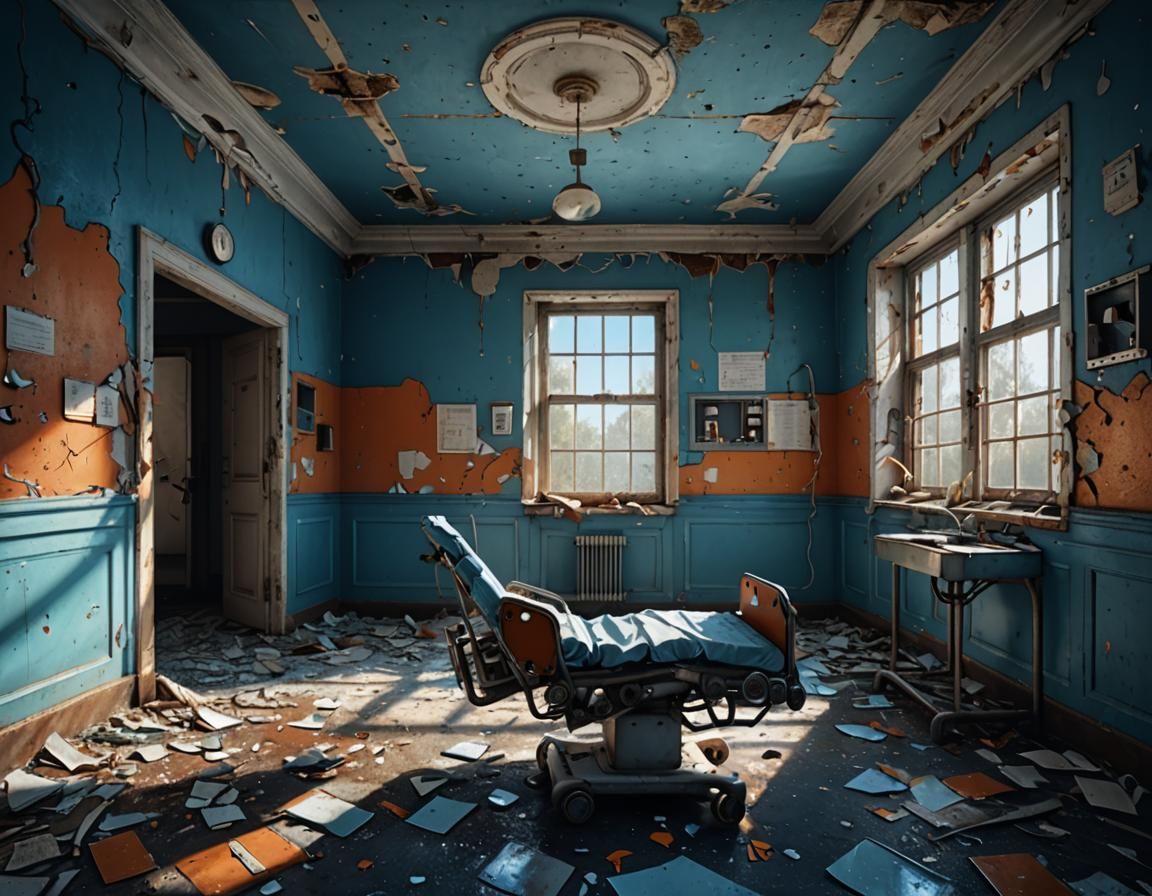 Abandoned Psychiatric Hospital Interior in Hyperrealistic St...