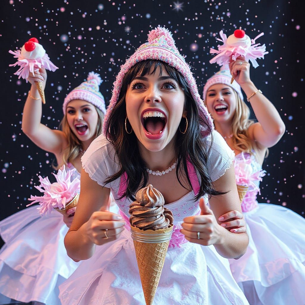 Expressionist Cheerleaders Scream for Ice Cream