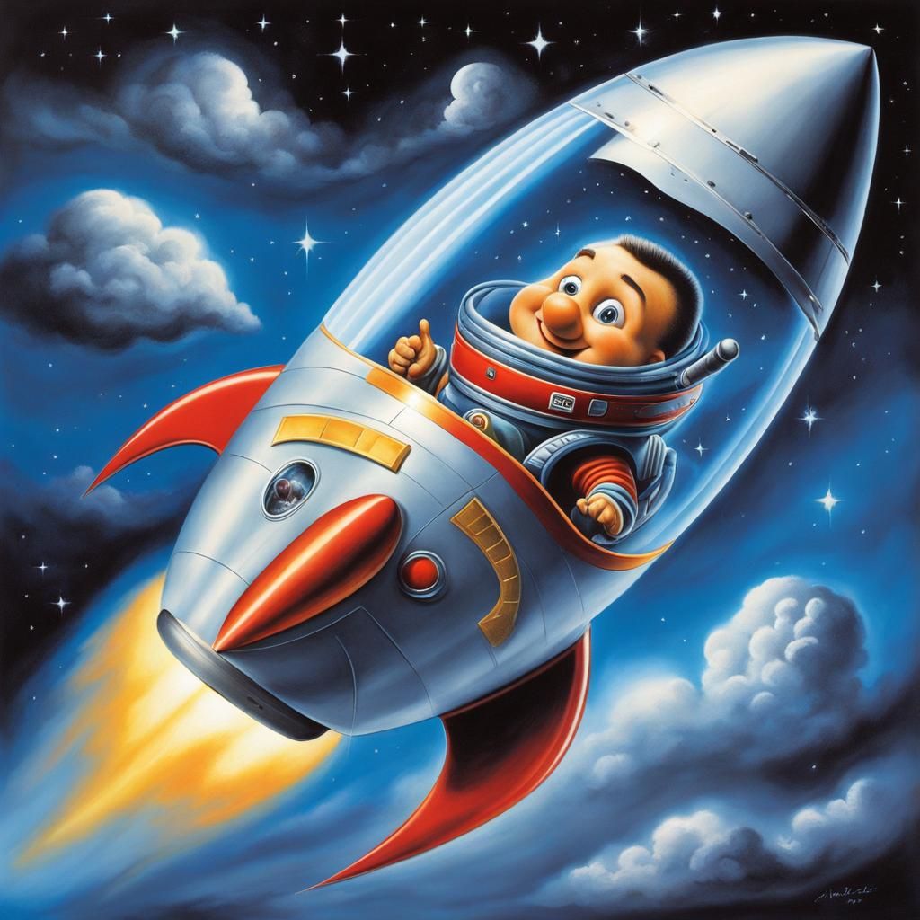 5 pictures (6/5): Children's book Art, the Rocket Man.