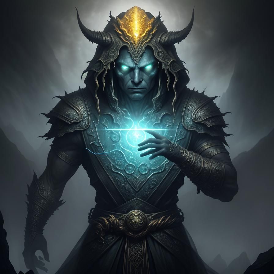 Dragon Portrait with Runes and Celestial Mist