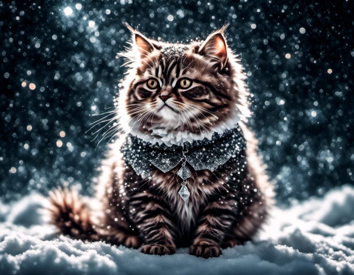 Evil Vampire Kitten in Winter Wonderland Photograph