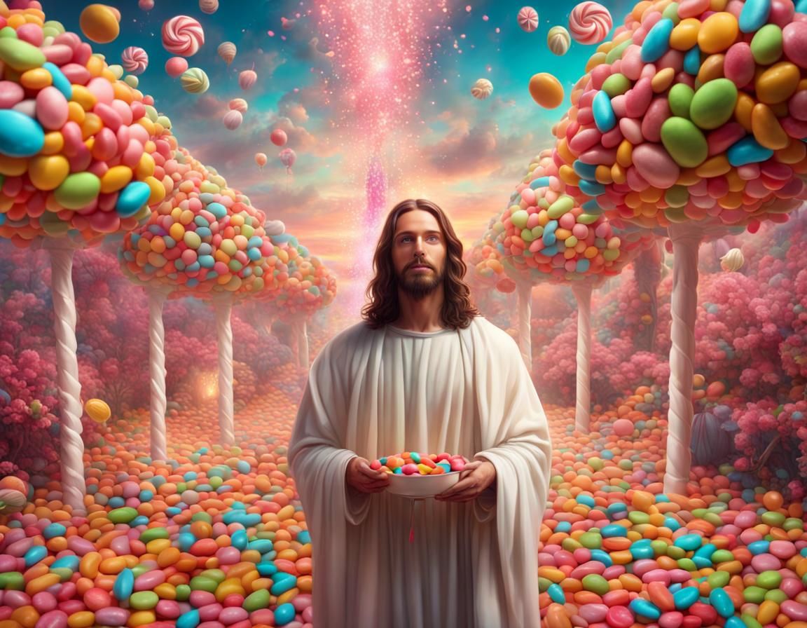 Jesus Christ in a Candy Wonderland Painting
