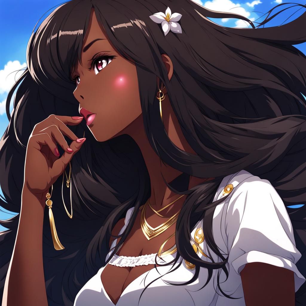 Anime Girl Blowing Kiss in Manga Style