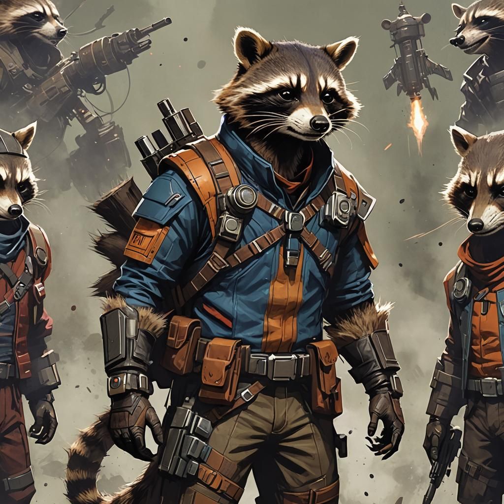 Humanoid Raccoon Character in Roguish Attire