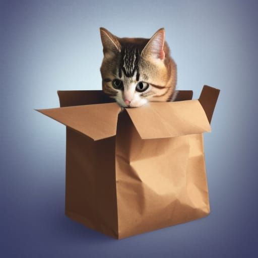 Cat's Playful Struggle with Torn Paper Bag