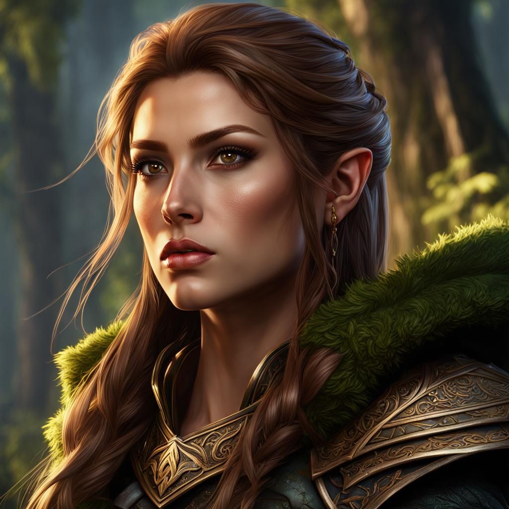 Half-Elf Ranger Portrait in Detailed Matte Painting