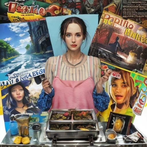 Surrealistic Portrait of Clementine Hunter in 3D