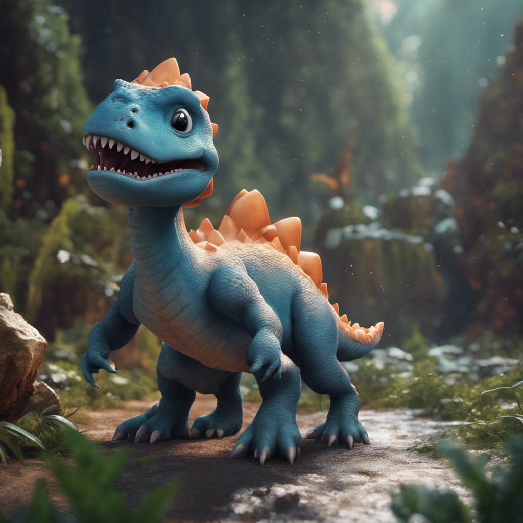 Cute Dinosaur in Detailed Matte Painting