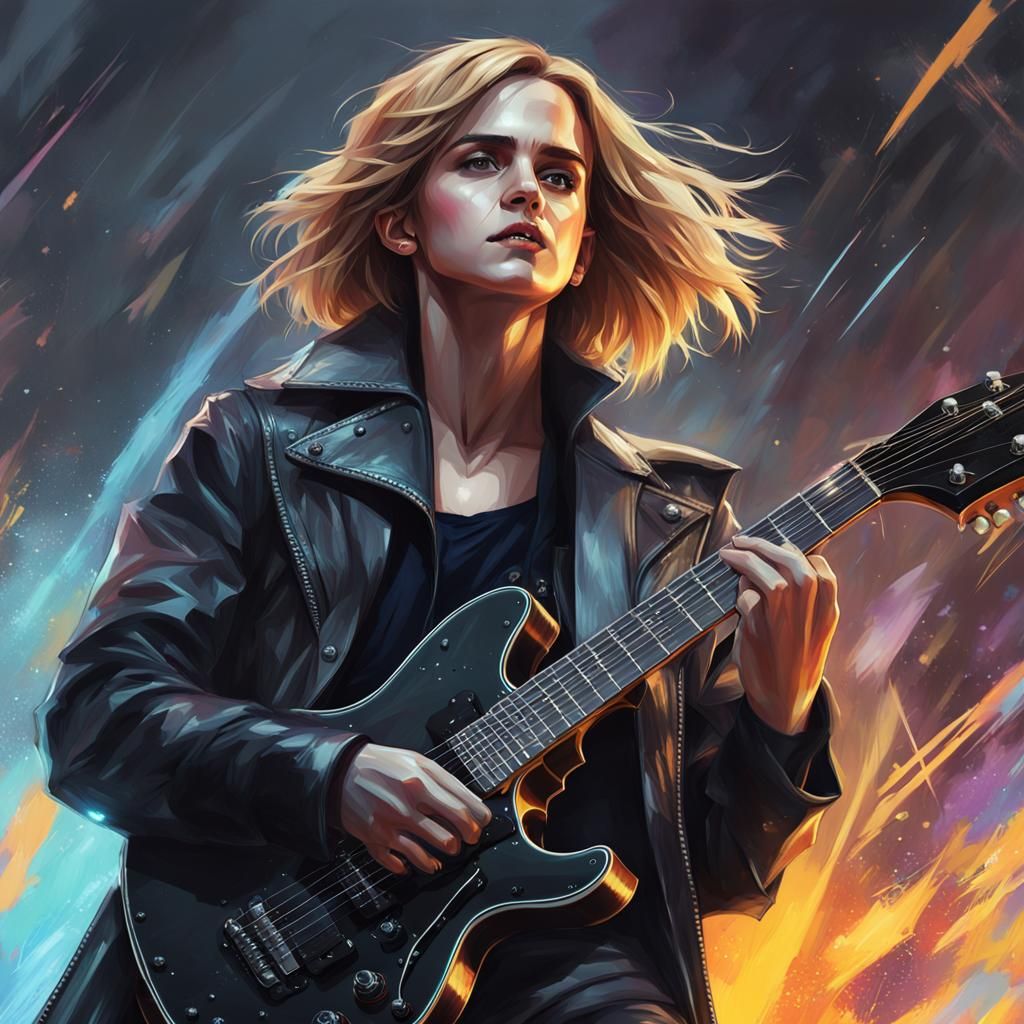 Emma Watson as Metalhead in Hyperdetailed Portrait