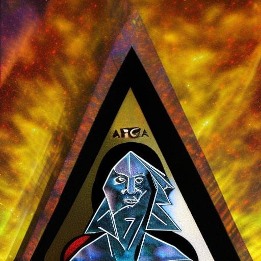 Alpha and Omega One Eyed Pyramid Head God With Celestial Bod...