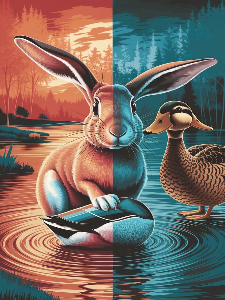 Rabbit and Duck Optical Illusions in Digital Art