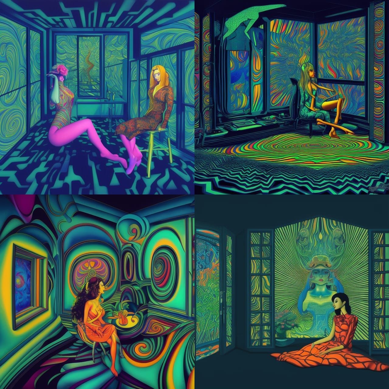 Psychedelic Room with Woman: A Trippy Optical Illusion
