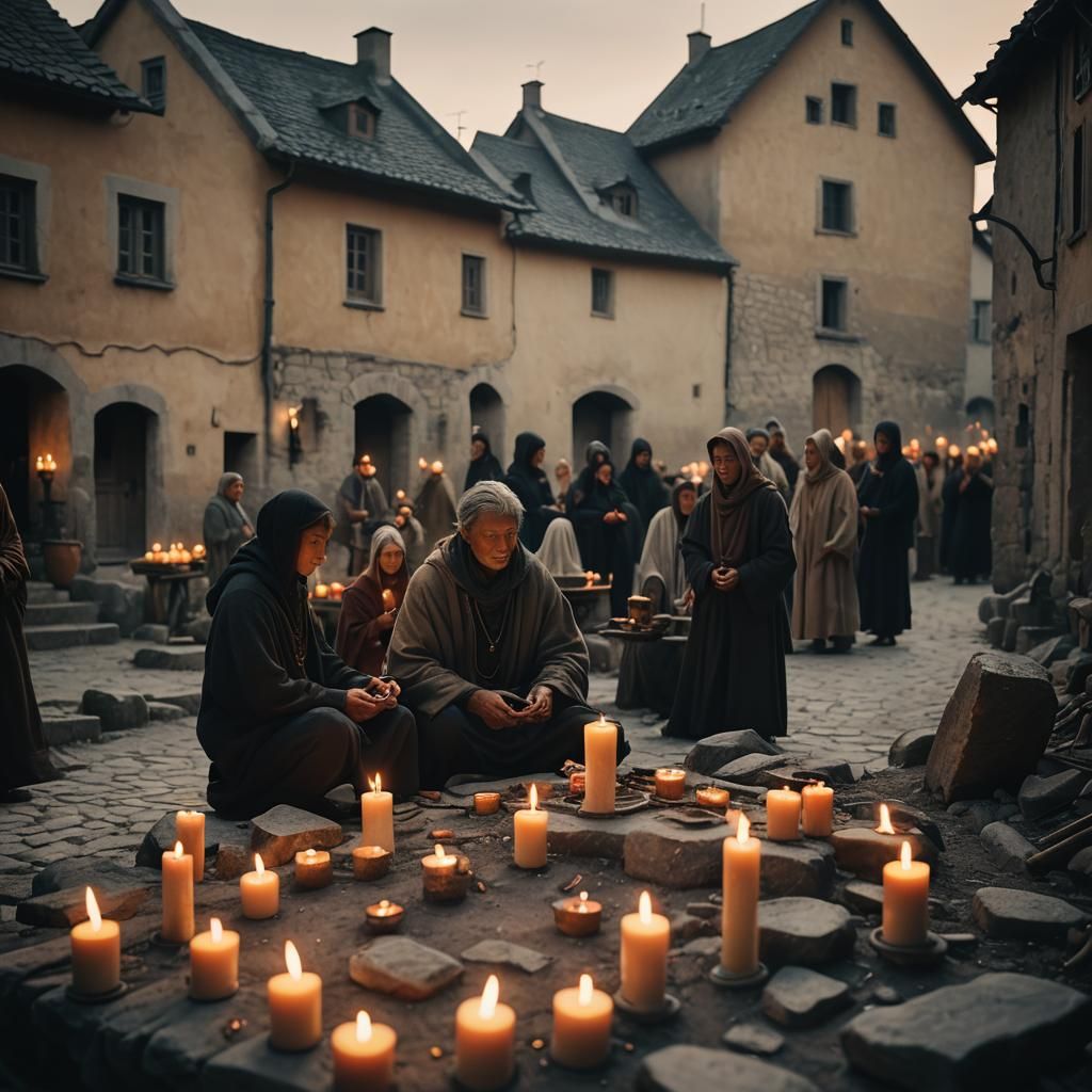 Mystical Candlelit Ritual in a Village
