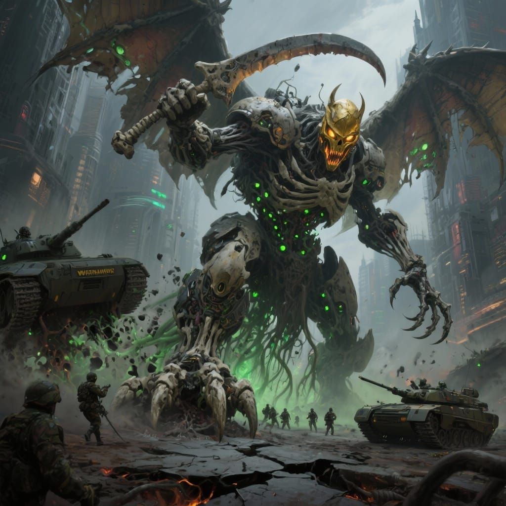Grimdark Warbeast Arconte Desollado in Futuristic City