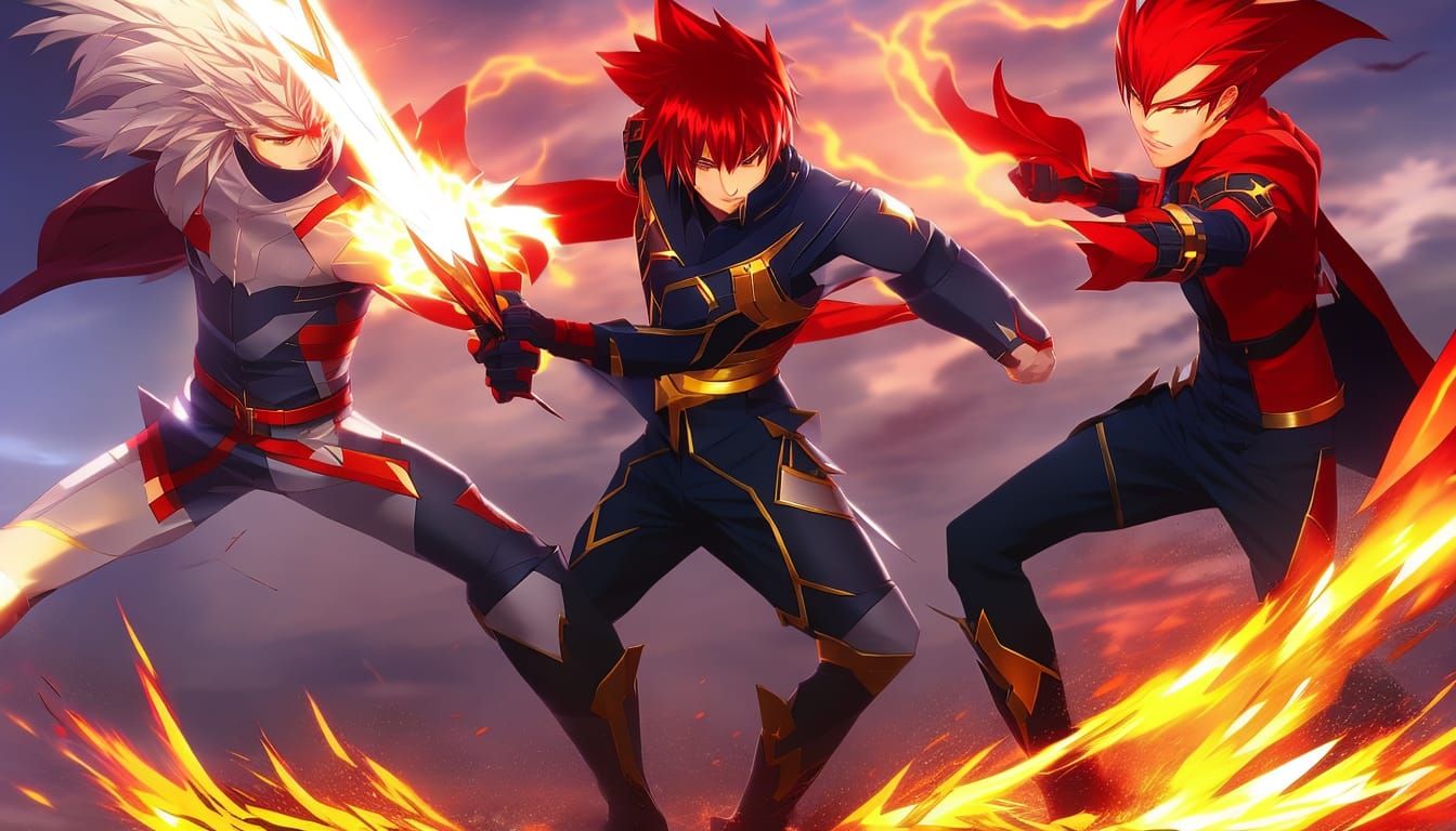 Anime Style: Lightning vs Fire Superhero Battle