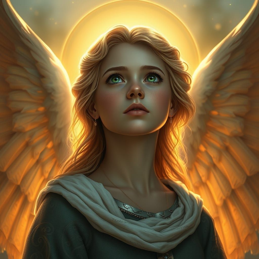 Saint Dympna, Irish Princess with Angelic Wings in a Mystica...