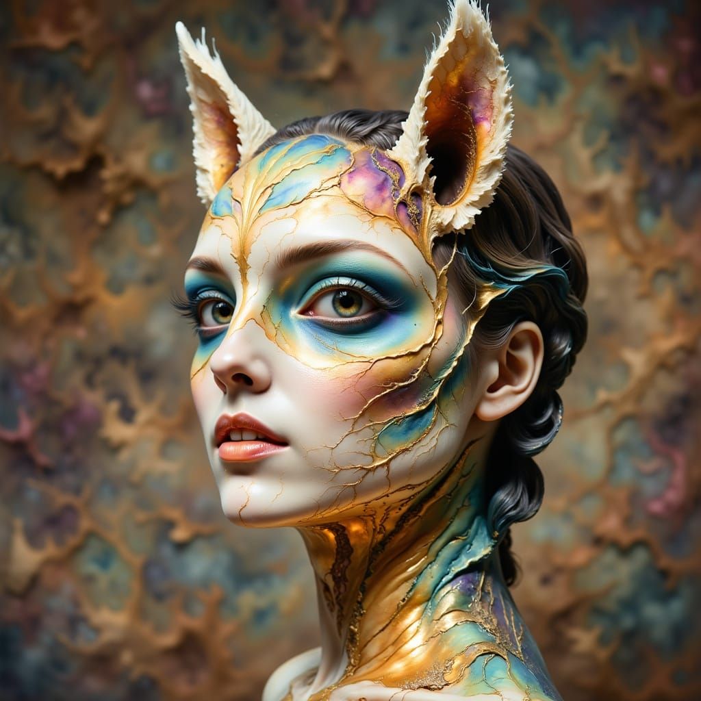 Hyperrealistic Llama Face Paint on Hand