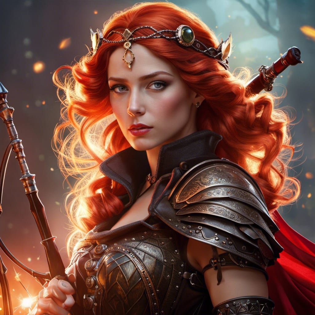 Medieval Archer Princess Portrait, Fantasycore Artwork