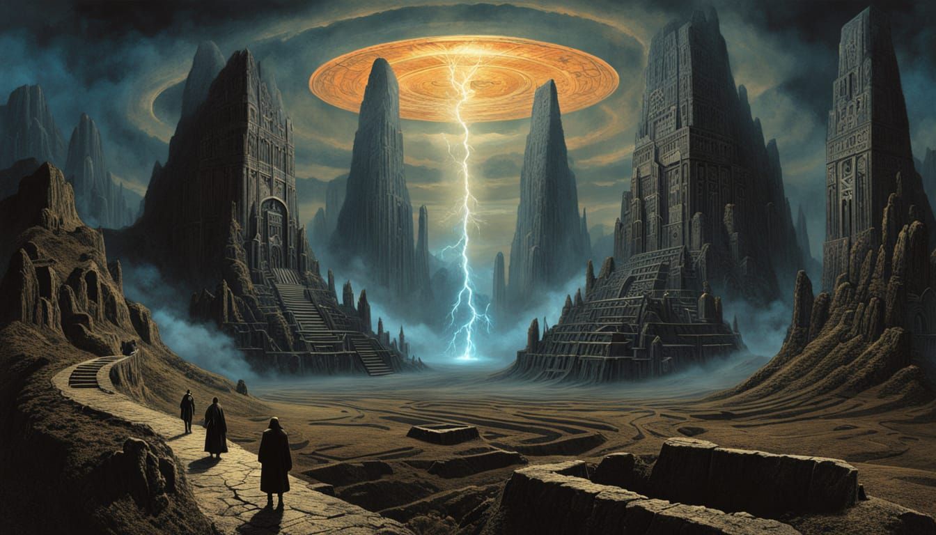 Sentient Mountain Breathes Clouds Over Ancient Runes