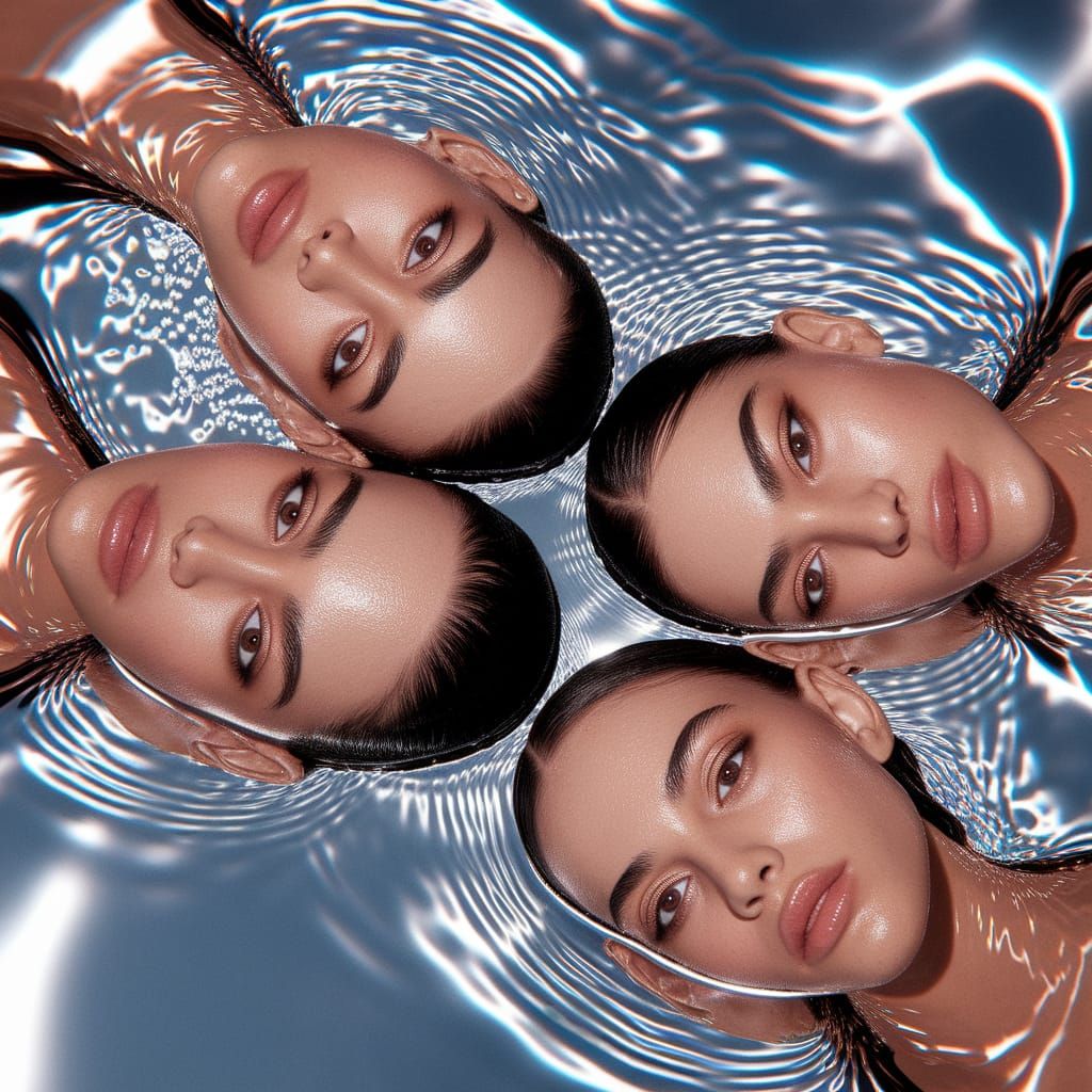 High-Fashion Portraits with Rippling Water Reflections