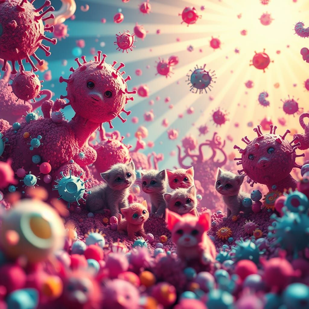 Bacteria and Viruses in Whimsical 3D Art Style