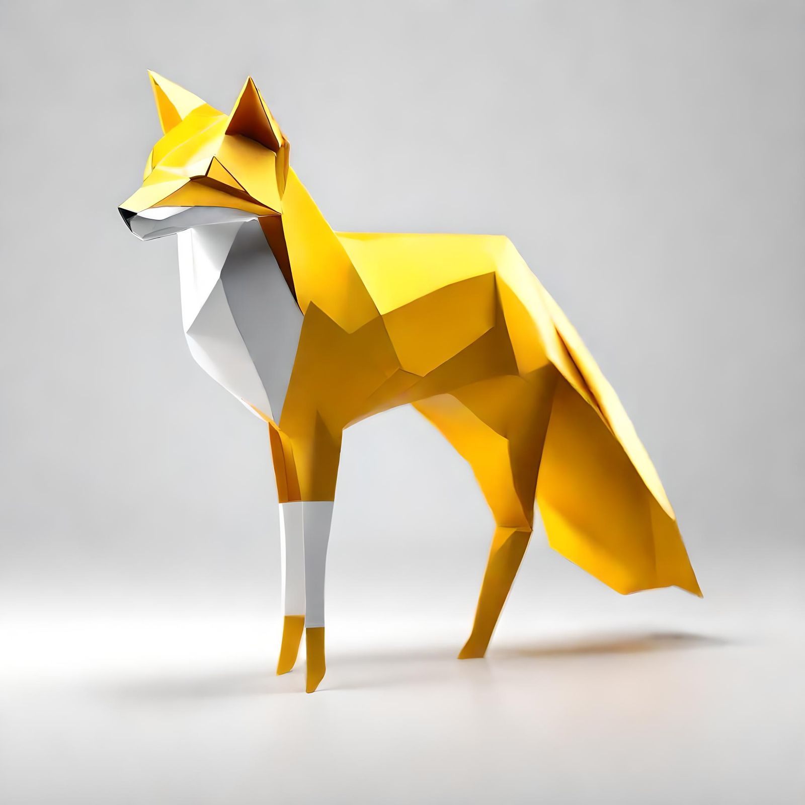 Golden Origami Fox Papercraft in 8K