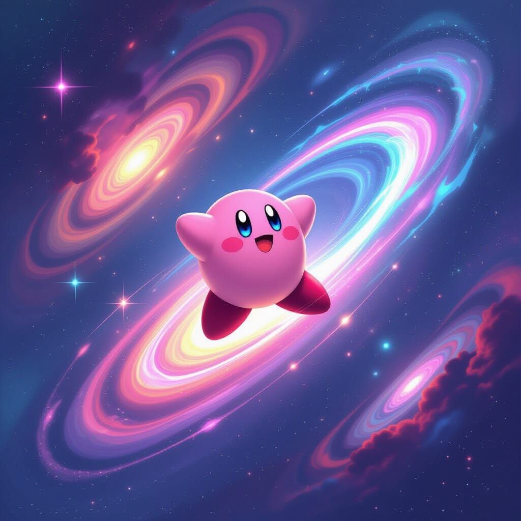 Magical Creature Soars Through Abstract Cosmos Digital Paint...