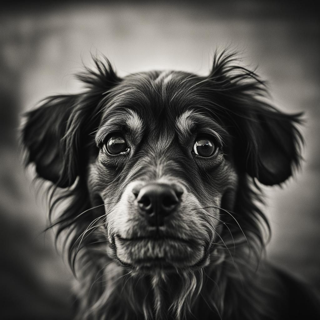 Intimate Dog Portrait in Photographic Style